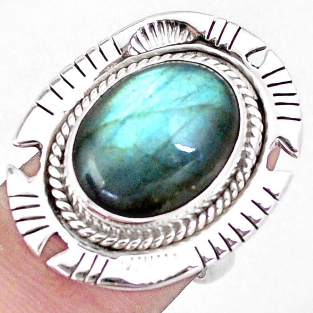 11.54cts natural blue labradorite 925 silver solitaire ring jewelry size 7 p7298