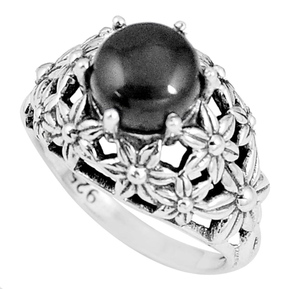 3.52cts natural black onyx 925 sterling silver solitaire ring size 8 p8011