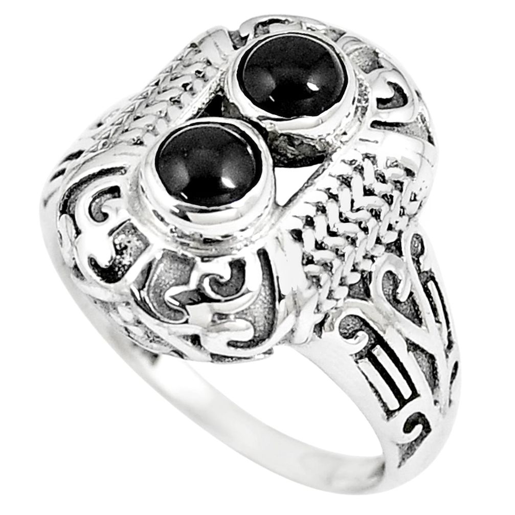 1.72cts natural black onyx 925 sterling silver solitaire ring size 8 p8032