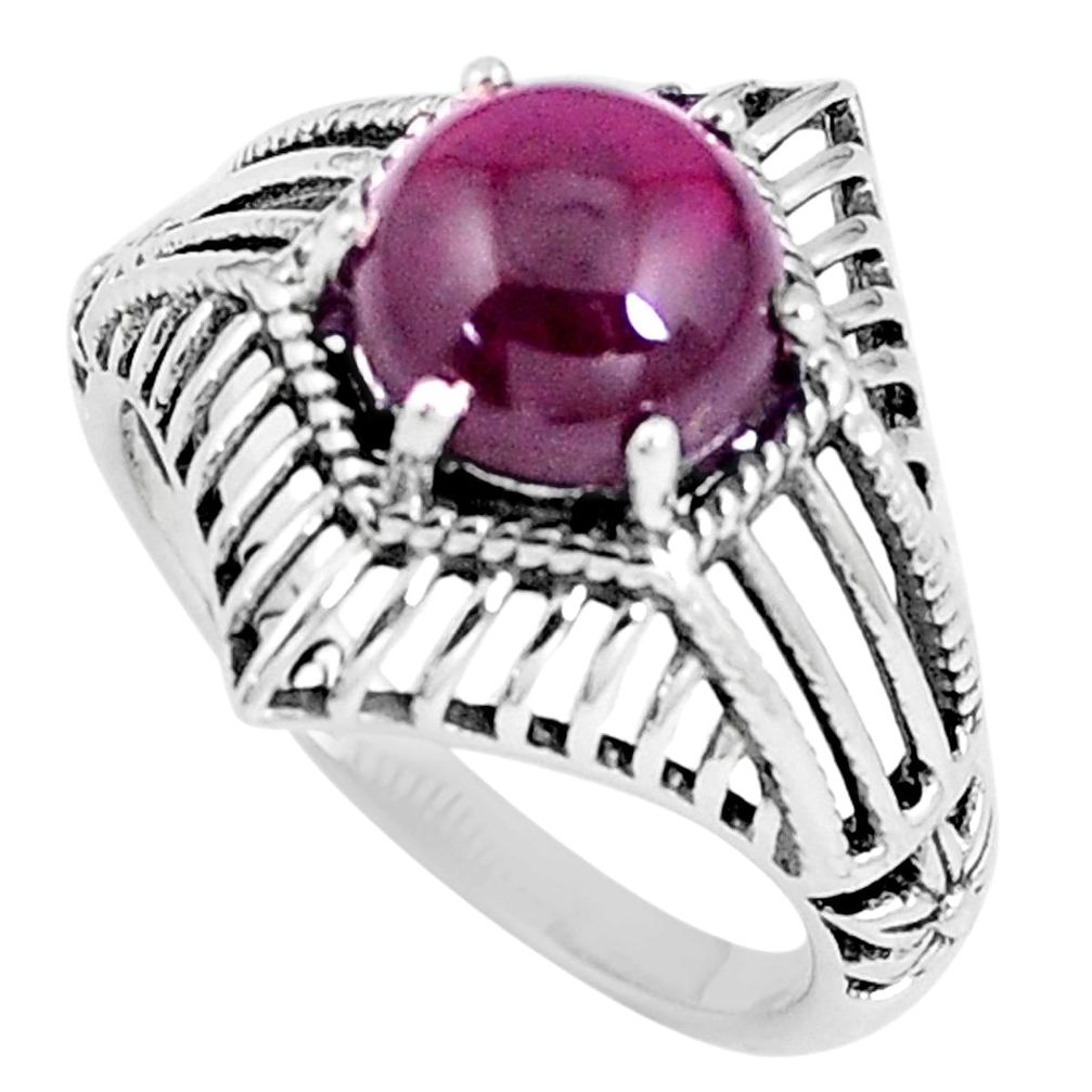 925 sterling silver 3.19cts natural red garnet round solitaire ring size 7 p8063