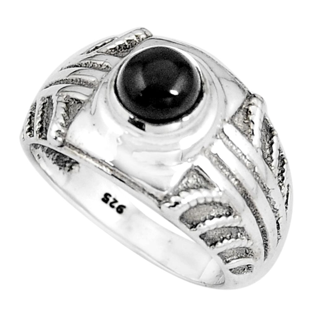 1.37cts natural black onyx 925 sterling silver solitaire ring size 6 p8067