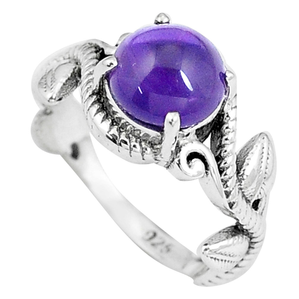 3.19cts natural purple amethyst 925 sterling silver solitaire ring size 6 p8081