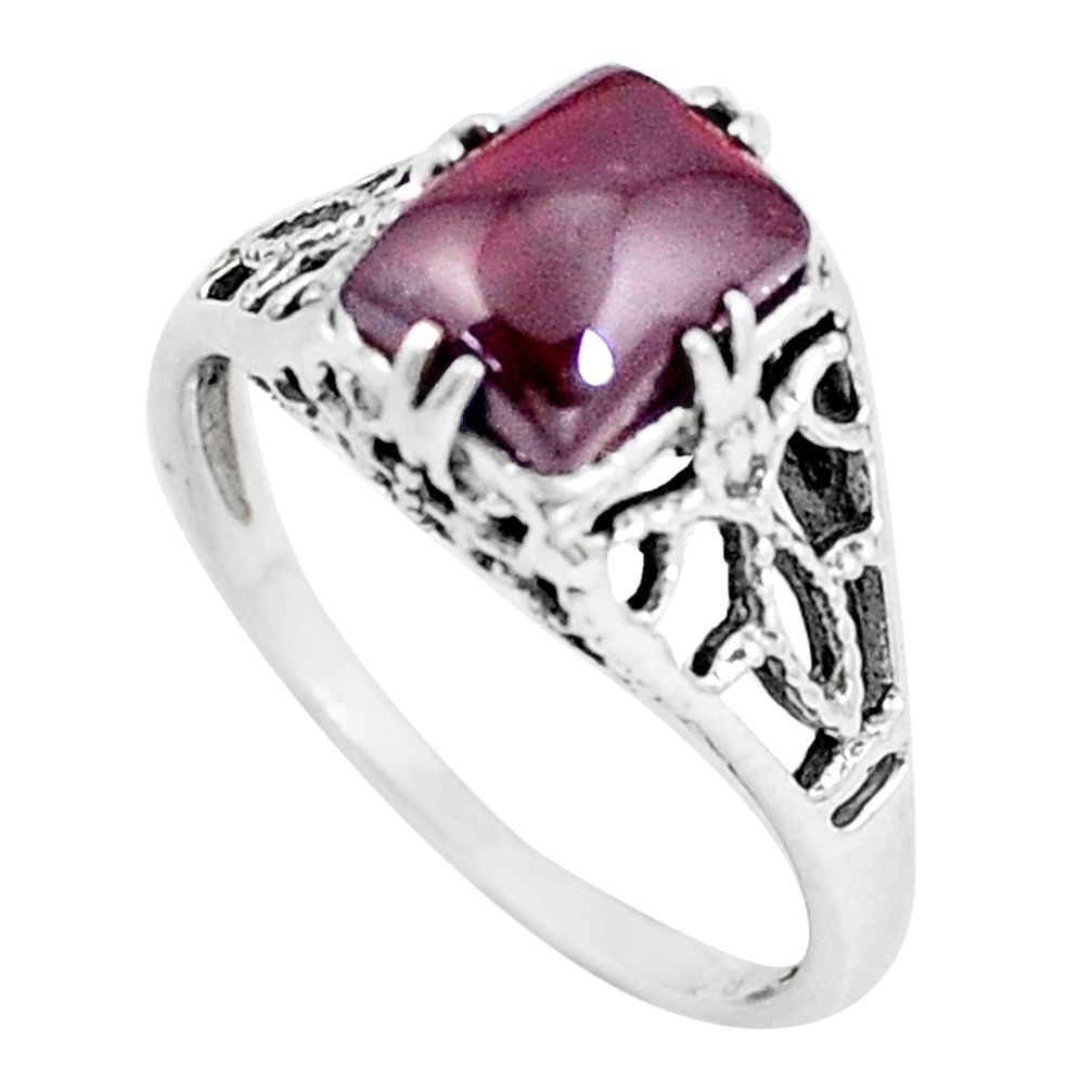 1.82cts natural red garnet 925 sterling silver solitaire ring size 7 p8087