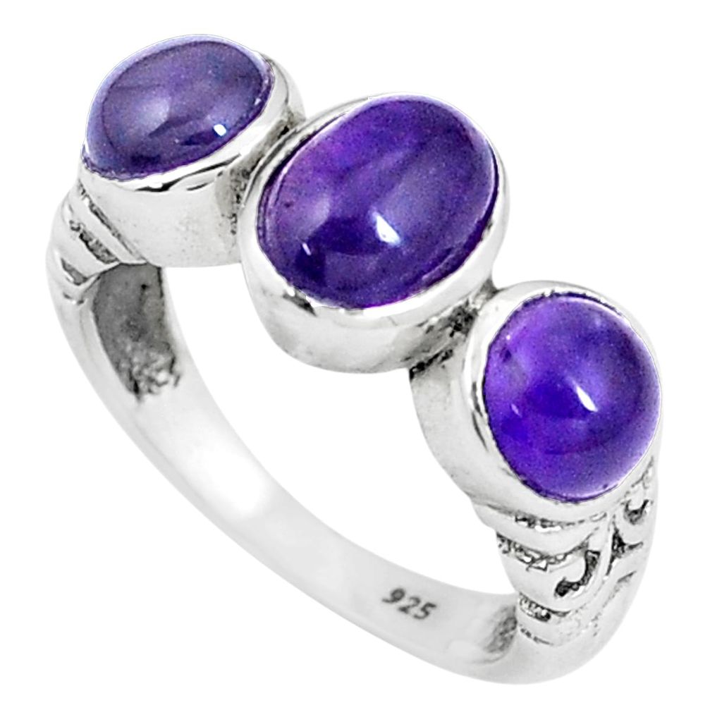 4.03cts natural purple amethyst 925 silver ring jewelry size 6 p8101