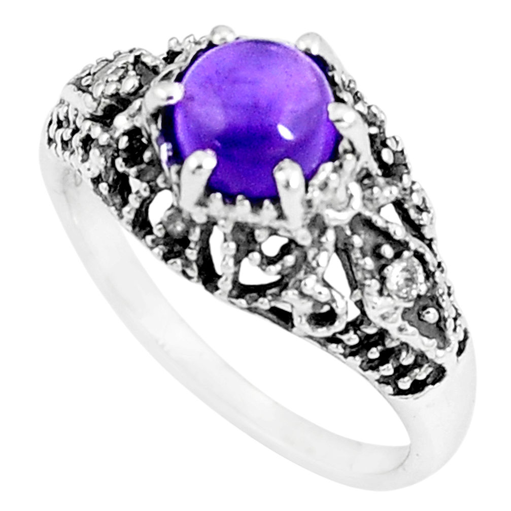 2.78cts natural purple amethyst topaz 925 silver solitaire ring size 7 p8103