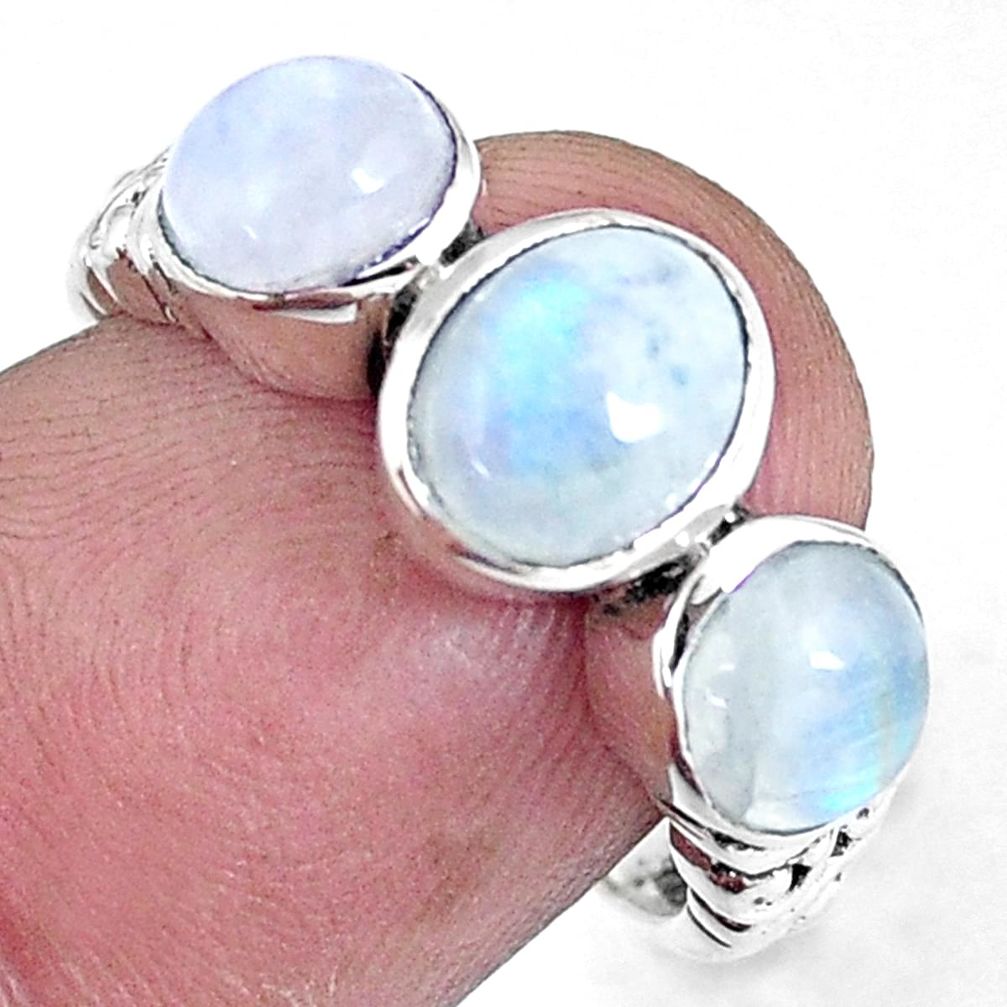 4.03cts natural rainbow moonstone 925 sterling silver ring jewelry size 7 p8112