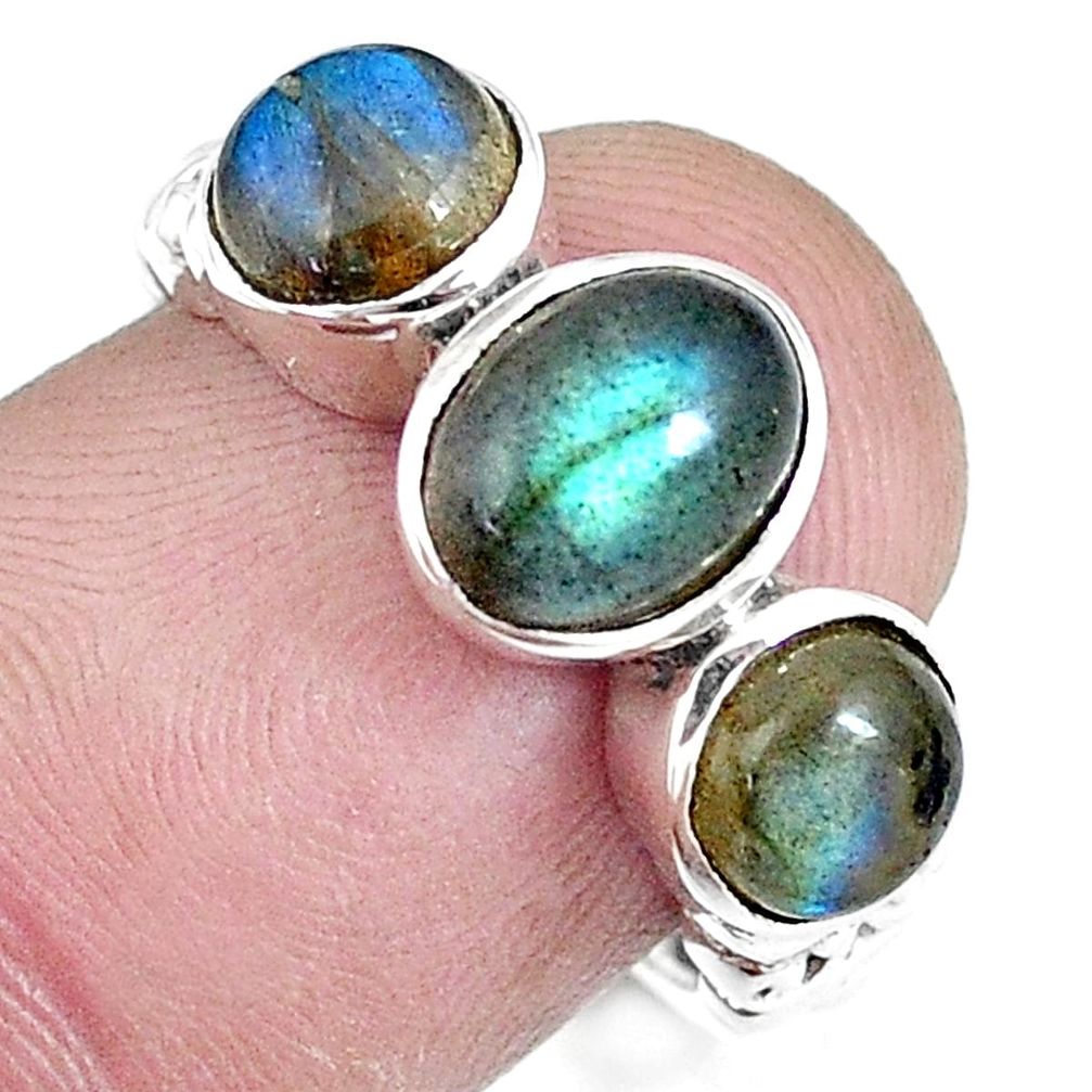 4.22cts natural blue labradorite 925 sterling silver ring jewelry size 7 p8114