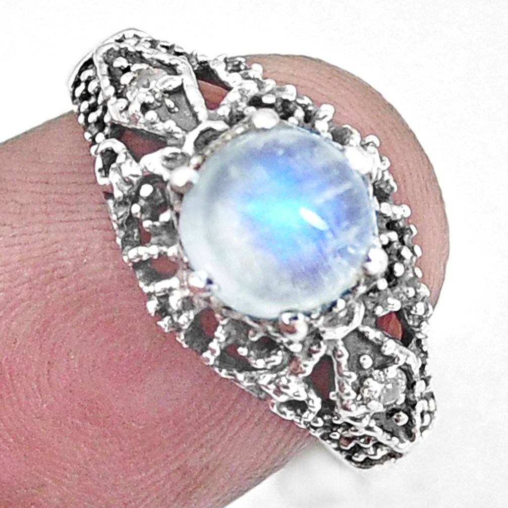 2.61cts natural rainbow moonstone topaz 925 silver solitaire ring size 7 p8115