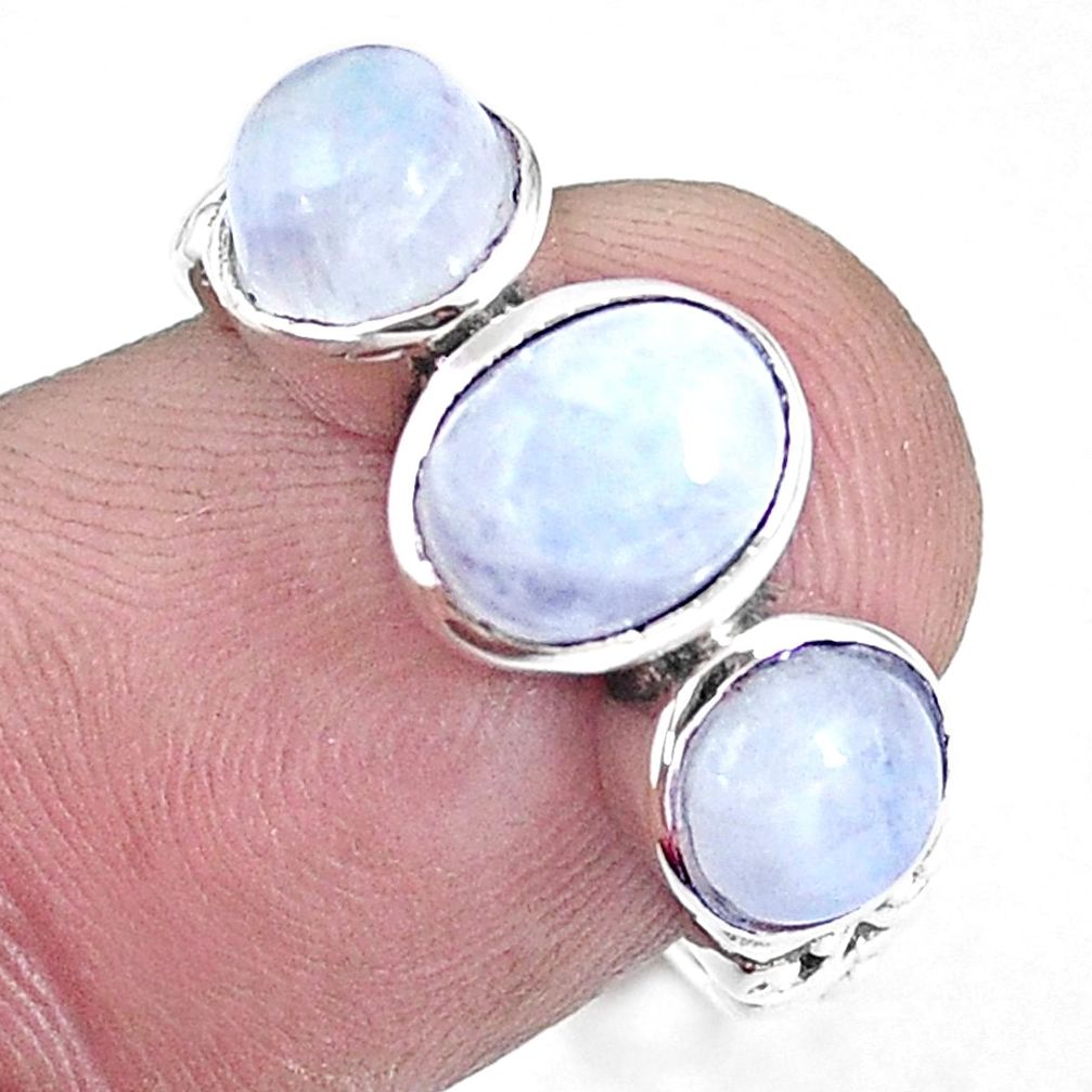 3.91cts natural rainbow moonstone 925 sterling silver ring jewelry size 7 p8116