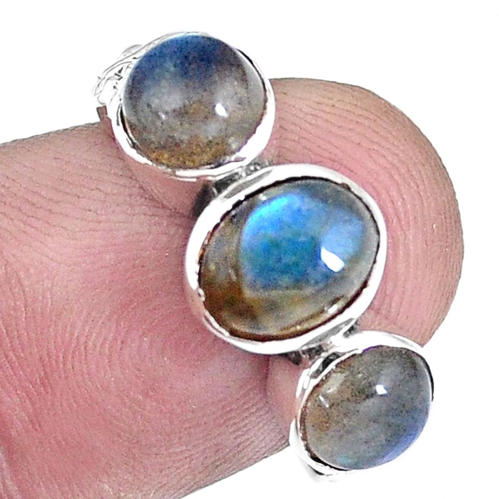 4.22cts natural blue labradorite 925 sterling silver ring jewelry size 6 p8117