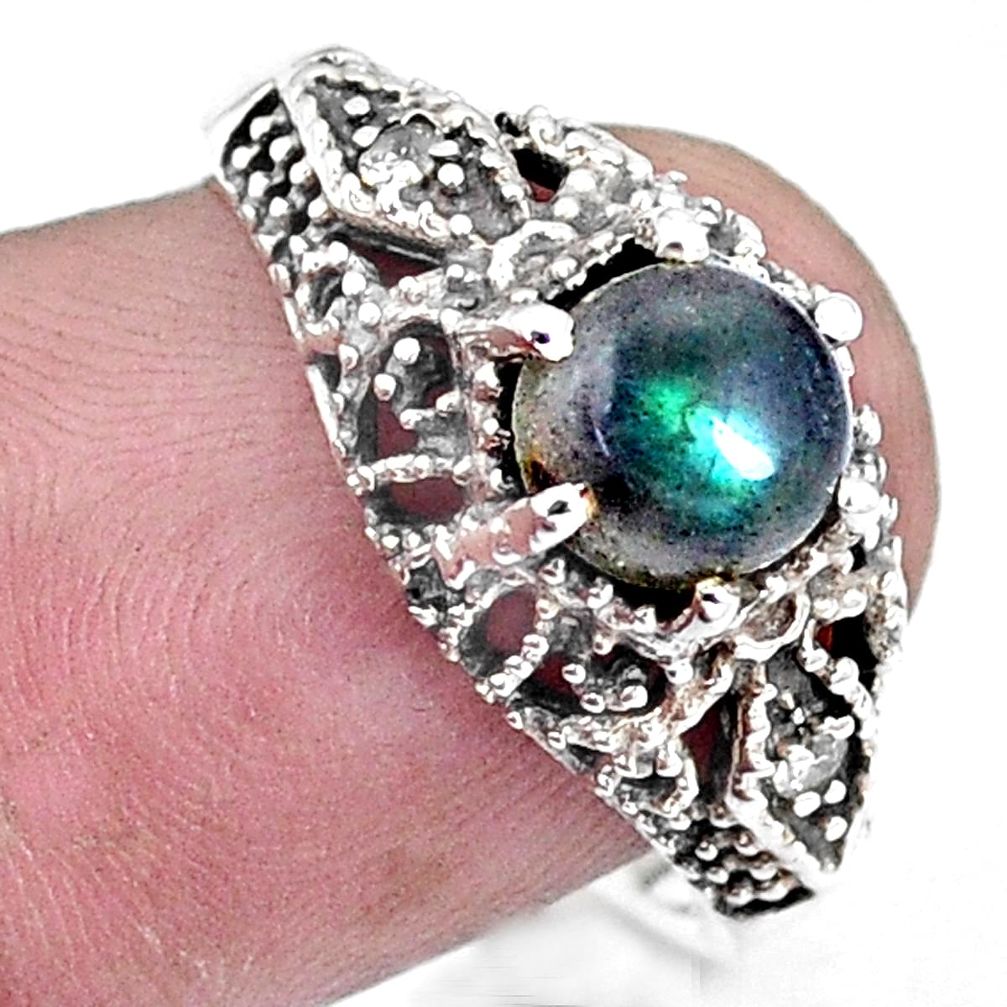 2.78cts natural blue labradorite 925 silver solitaire ring jewelry size 8 p8119