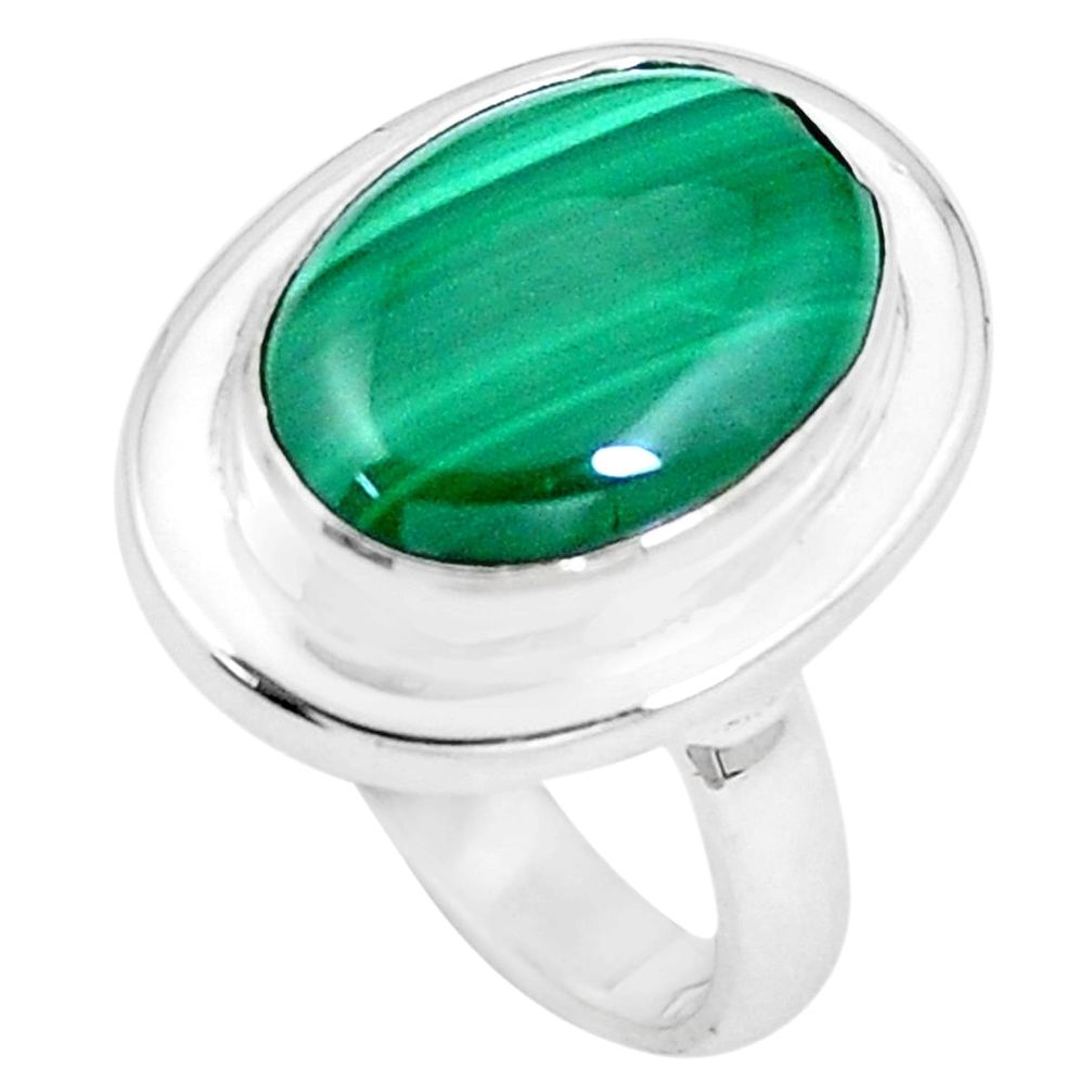 6.83cts natural green malachite 925 silver solitaire ring jewelry size 6.5 p8122