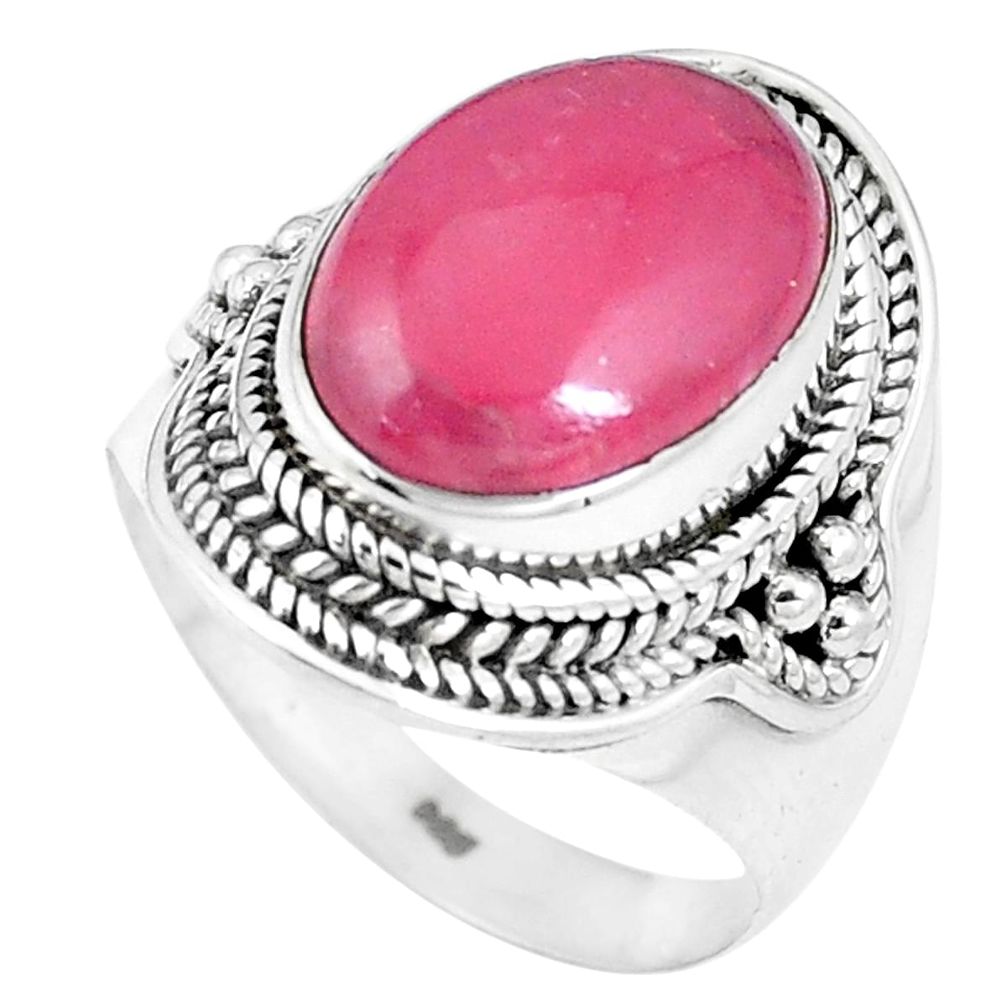 925 silver 7.10cts natural pink rhodochrosite inca rose oval ring size 8 p8156