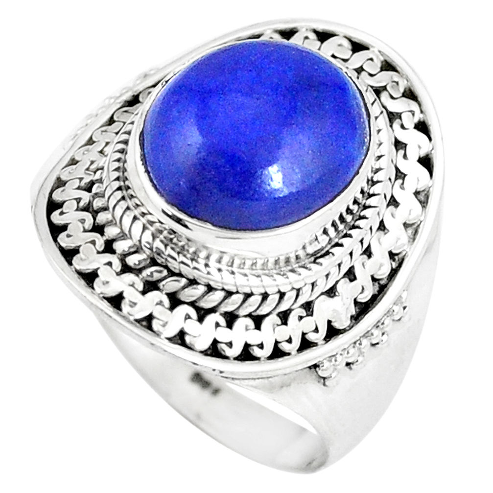 5.18cts natural blue lapis lazuli 925 silver solitaire ring jewelry size 9 p8203