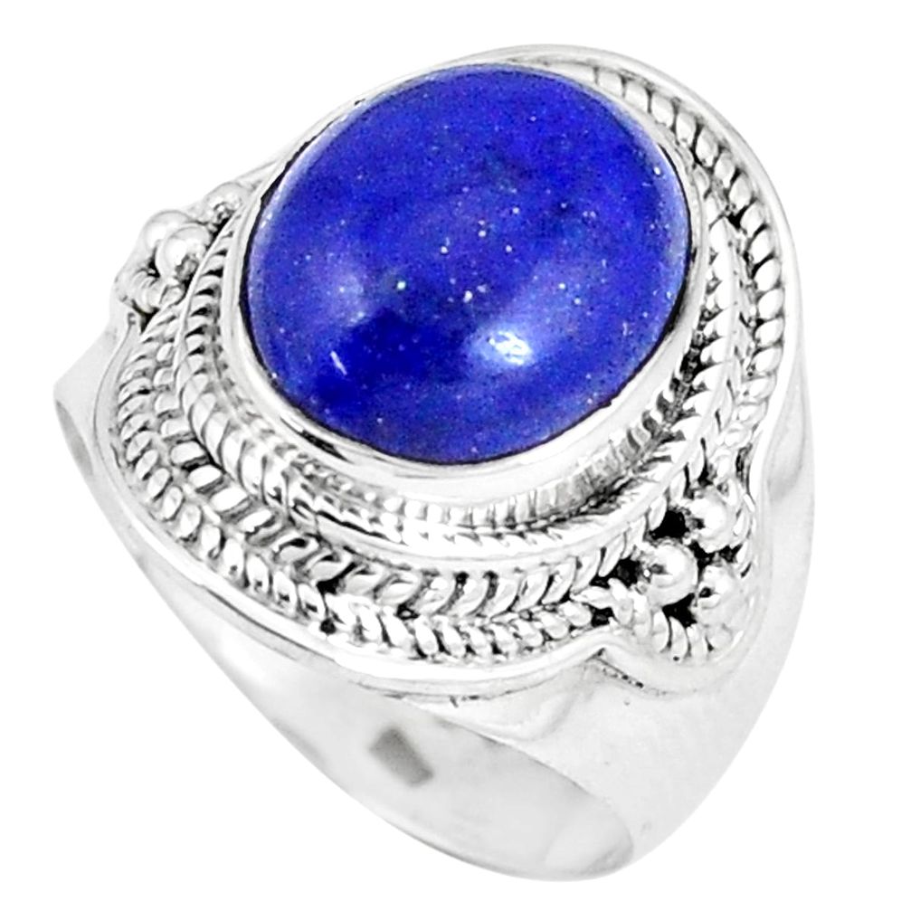 925 silver 5.41cts natural blue lapis lazuli solitaire ring jewelry size 7 p8205