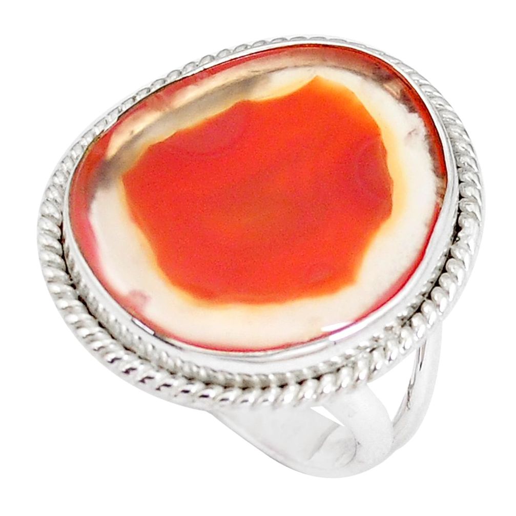 14.90cts natural orange botswana agate 925 silver solitaire ring size 8 p8422