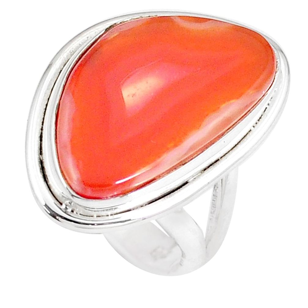 925 silver 14.40cts natural orange botswana agate solitaire ring size 7 p8424