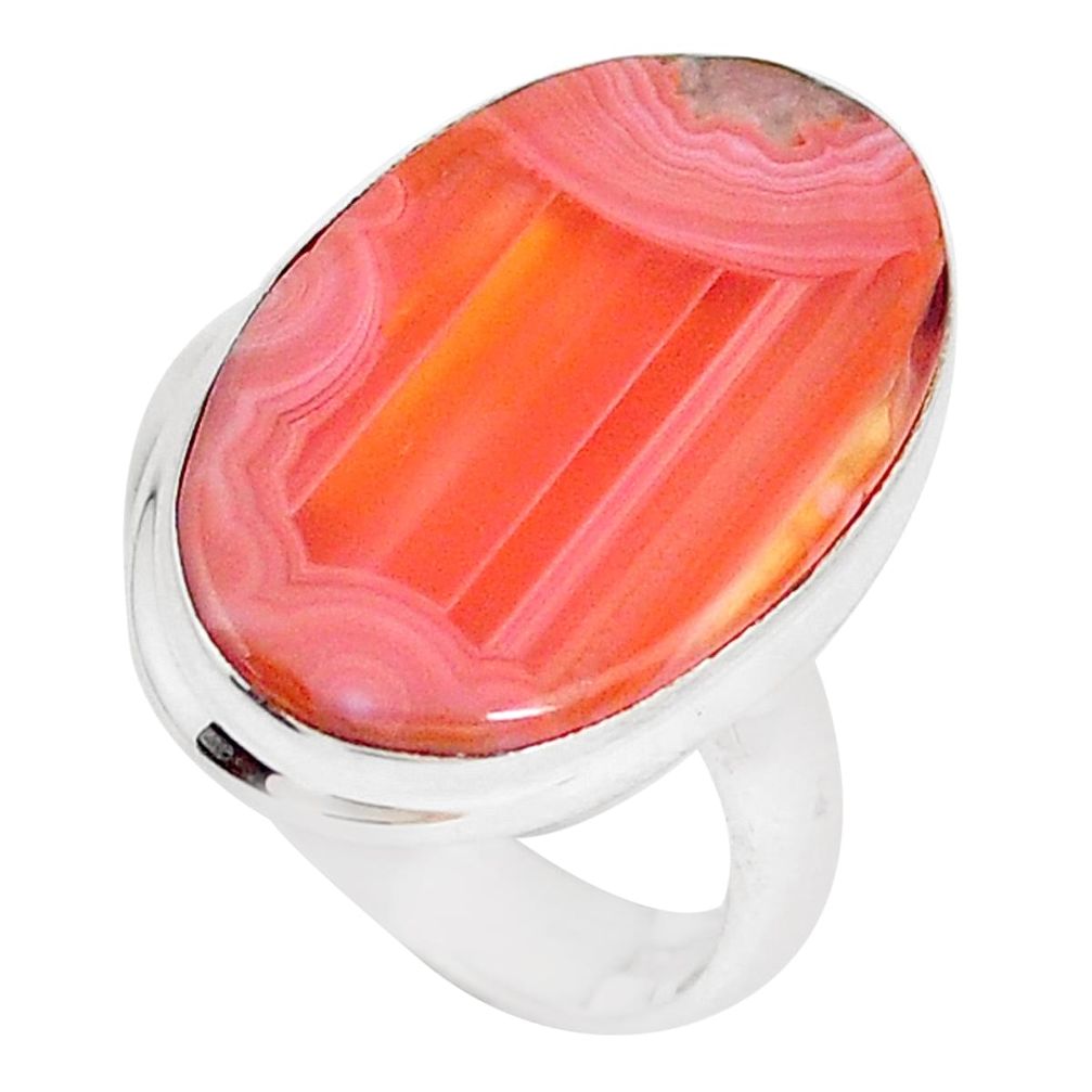 12.60cts natural orange botswana agate 925 silver solitaire ring size 7 p8432