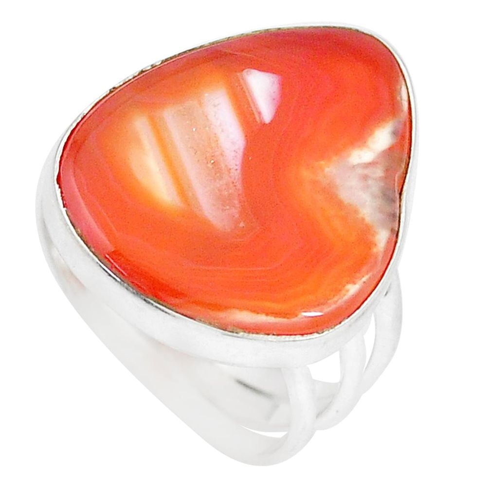 14.40cts natural orange botswana agate 925 silver solitaire ring size 8 p8436