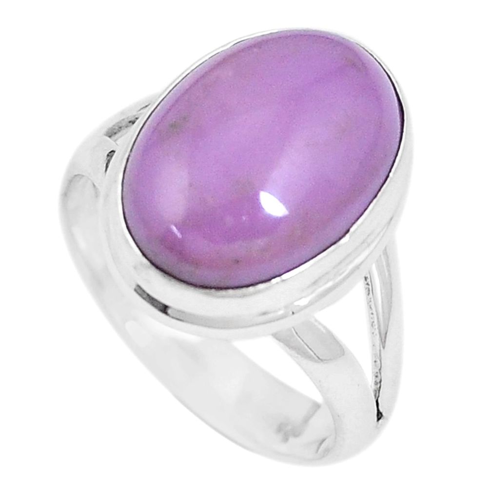 6.57cts natural purple phosphosiderite 925 silver solitaire ring size 6 p9061