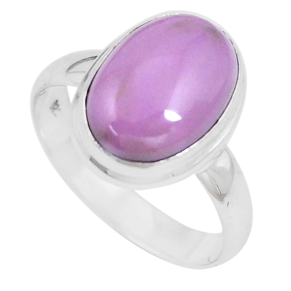 6.57cts natural purple phosphosiderite 925 silver solitaire ring size 9 p9062