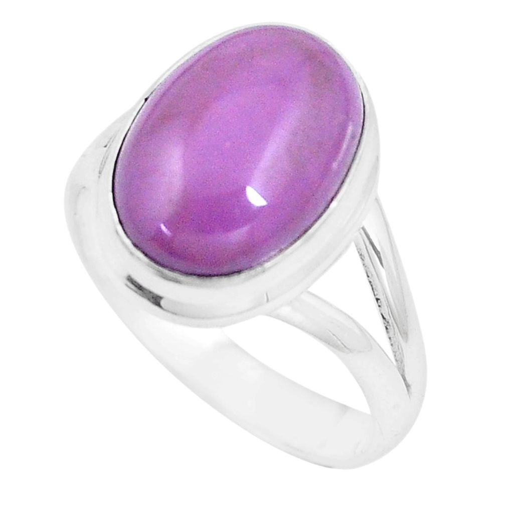 6.36cts natural purple phosphosiderite 925 silver solitaire ring size 8 p9069