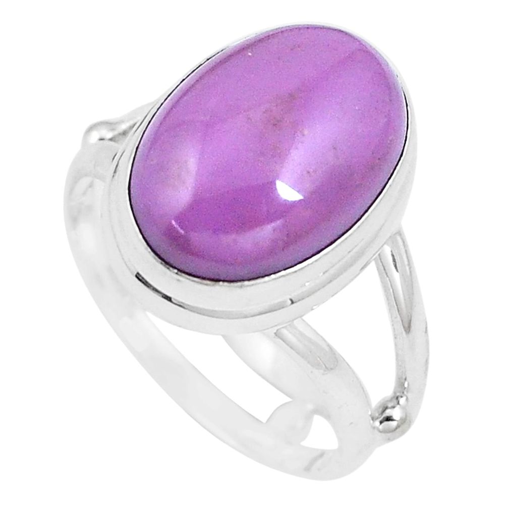 6.57cts natural purple phosphosiderite 925 silver solitaire ring size 6.5 p9072