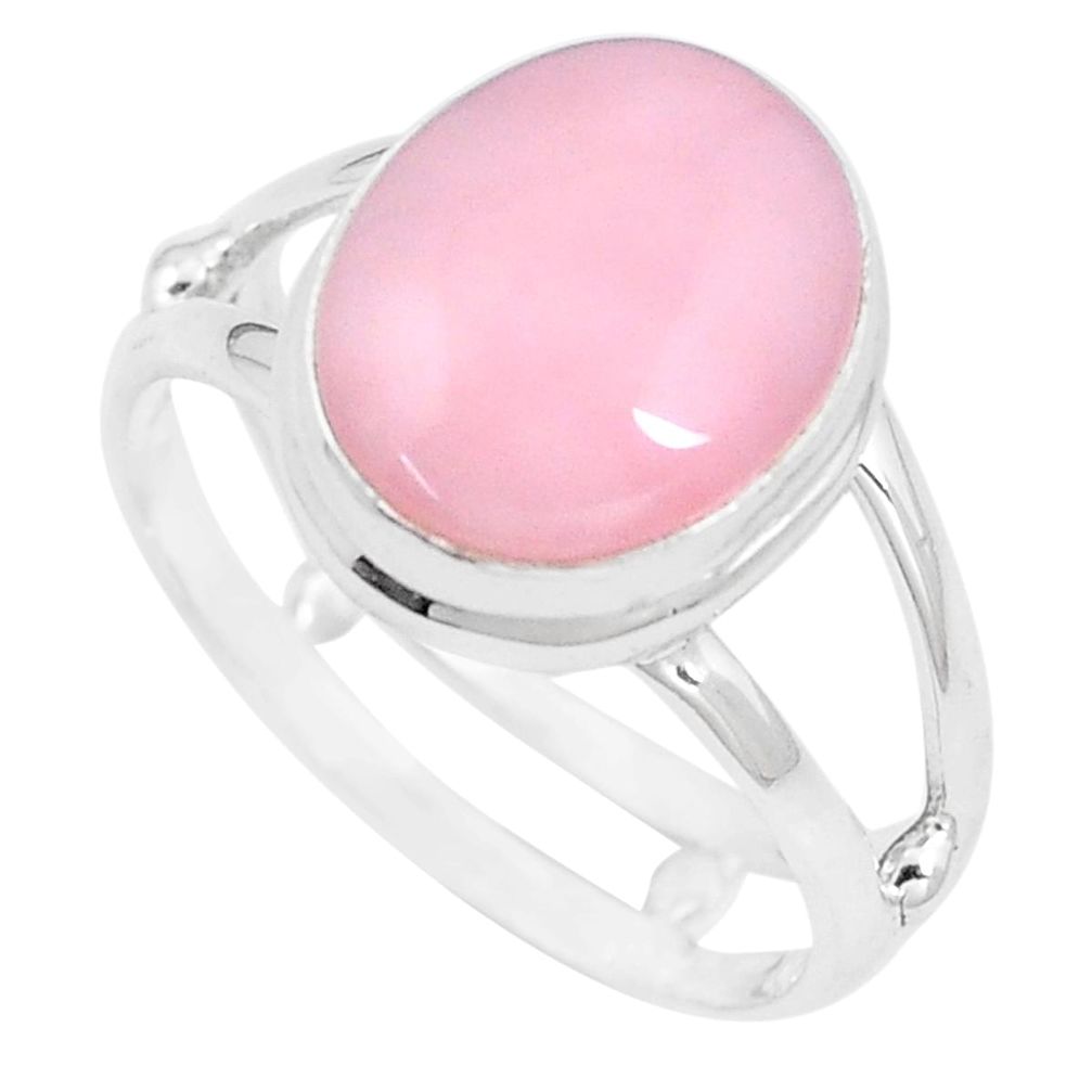 4.67cts natural pink opal 925 sterling silver solitaire ring size 8.5 p9083