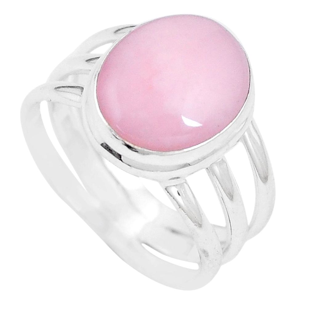 925 sterling silver 5.83cts natural pink opal solitaire ring size 7.5 p9088