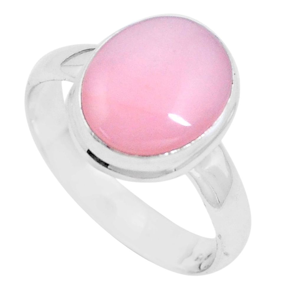 5.11cts natural pink opal 925 sterling silver solitaire ring size 9.5 p9092