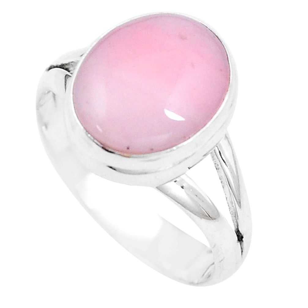 5.11cts natural pink opal 925 sterling silver solitaire ring size 8 p9094