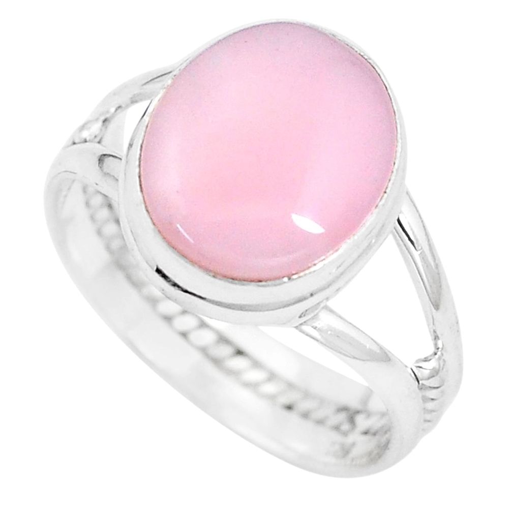 5.36cts natural pink opal 925 sterling silver solitaire ring size 8 p9095