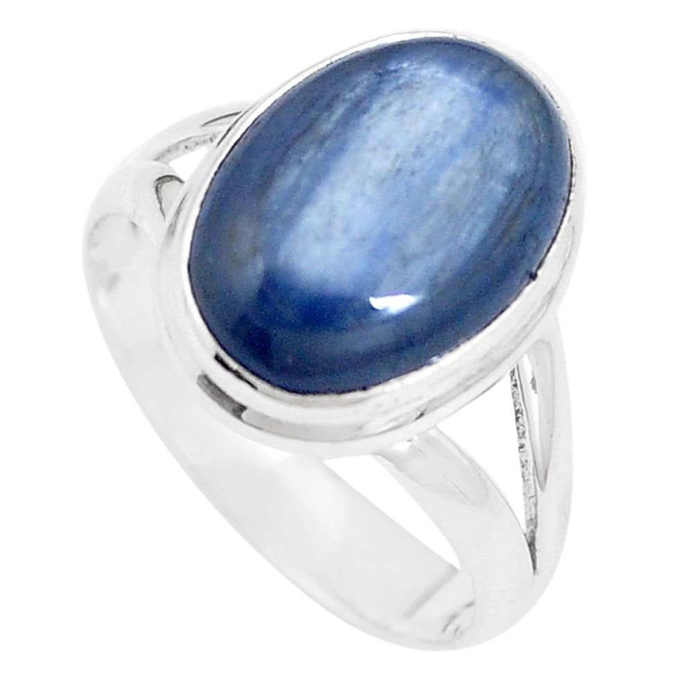 5.84cts natural blue kyanite 925 sterling silver solitaire ring size 7.5 p9102