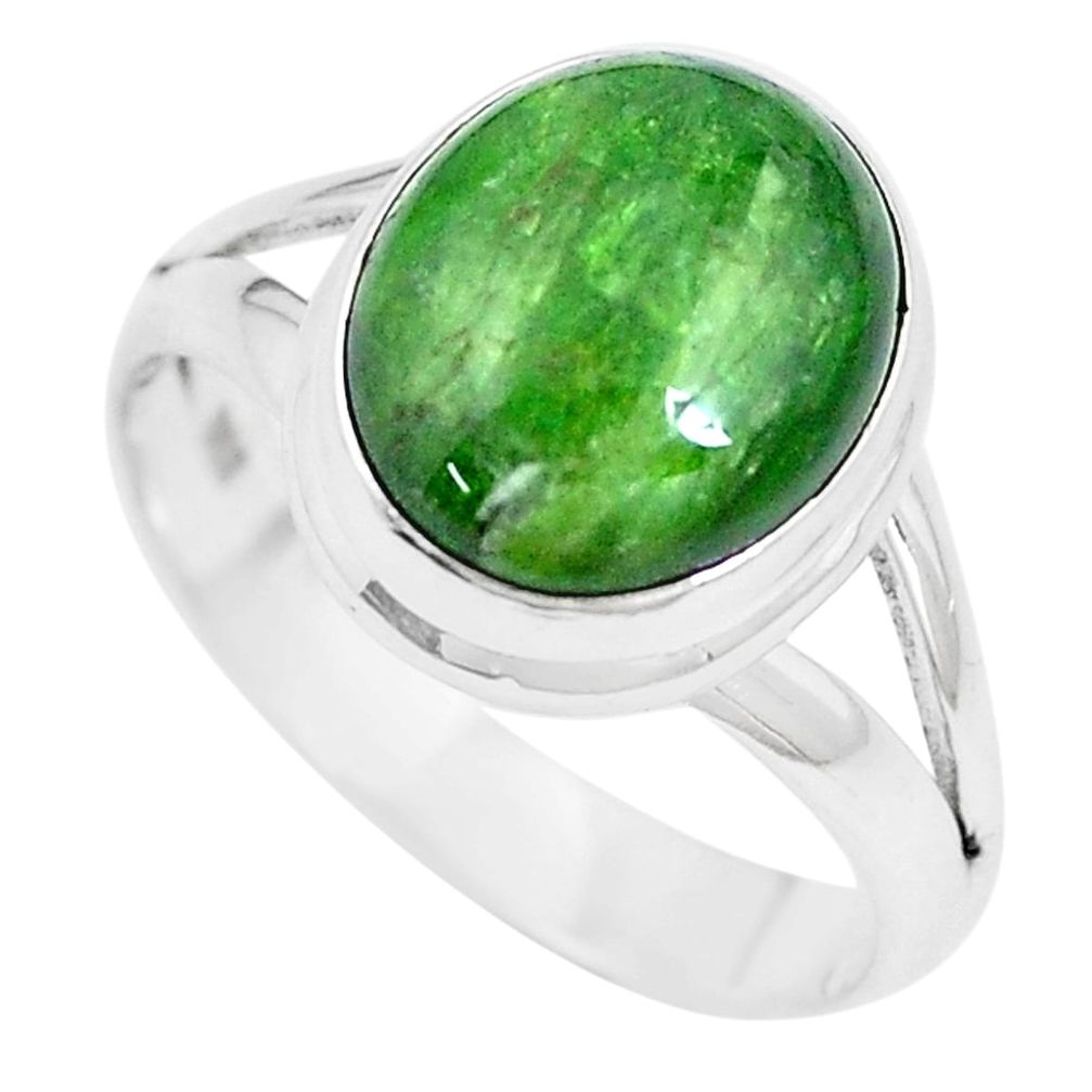 5.08cts natural green chrome diopside 925 silver solitaire ring size 8.5 p9121