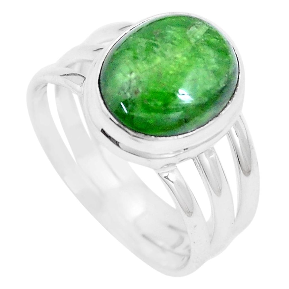 5.53cts natural green chrome diopside 925 silver solitaire ring size 8.5 p9122