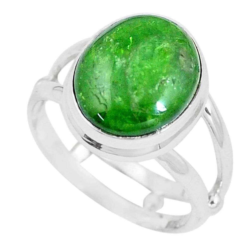 4.68cts natural green chrome diopside 925 silver solitaire ring size 6 p9136