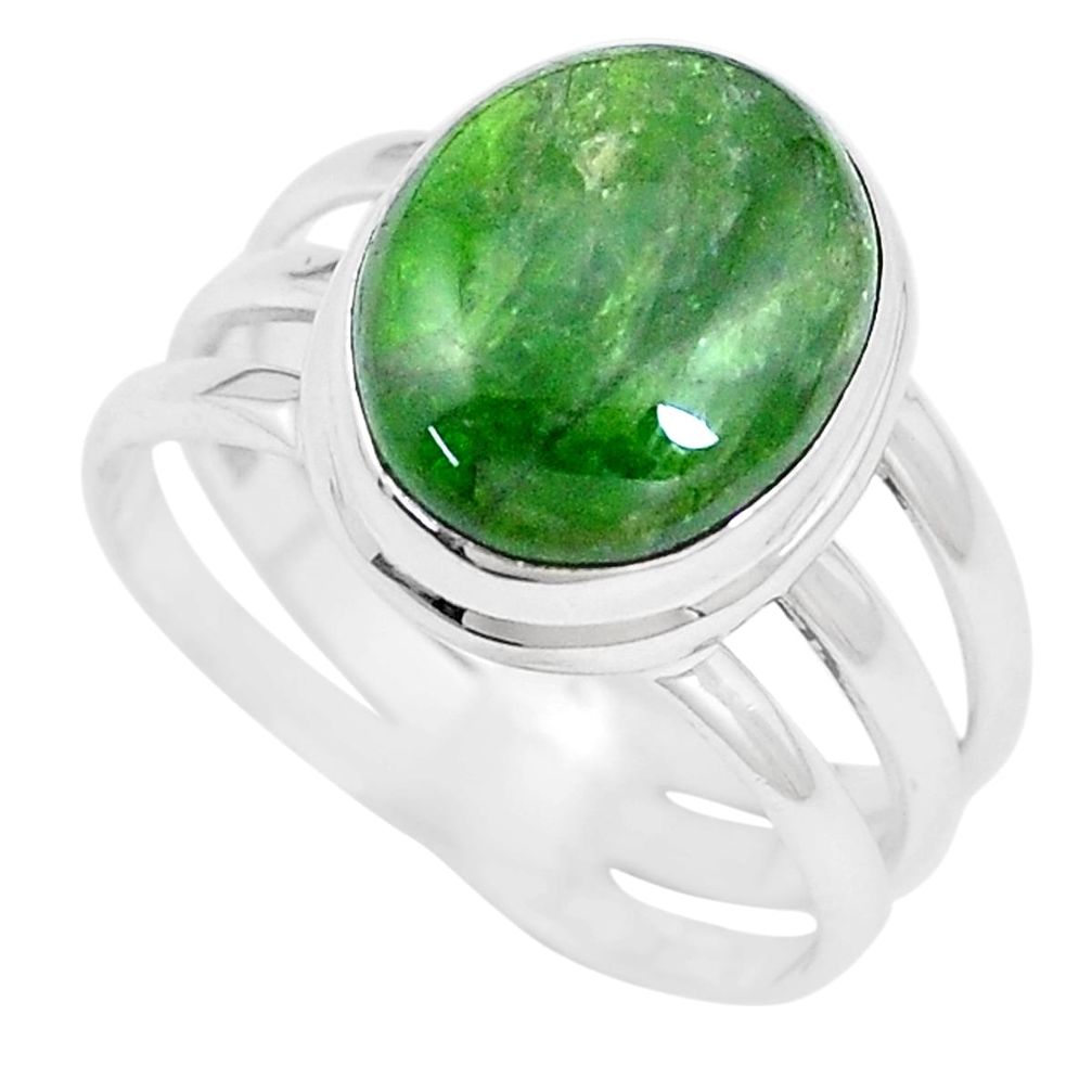 5.32cts natural green chrome diopside 925 silver solitaire ring size 7 p9138