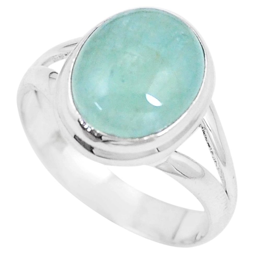 925 silver 5.38cts natural blue aquamarine solitaire ring jewelry size 8.5 p9148