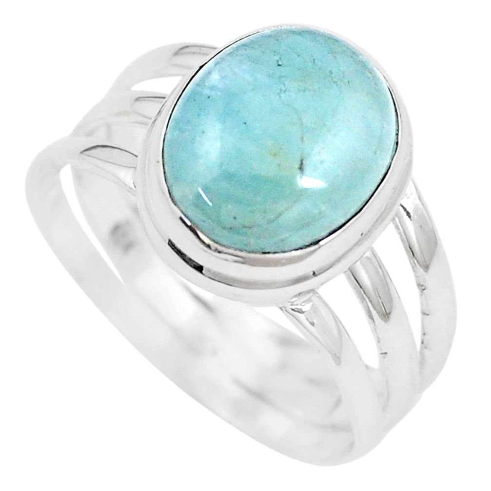 925 silver 5.52cts natural blue aquamarine solitaire ring jewelry size 9 p9152