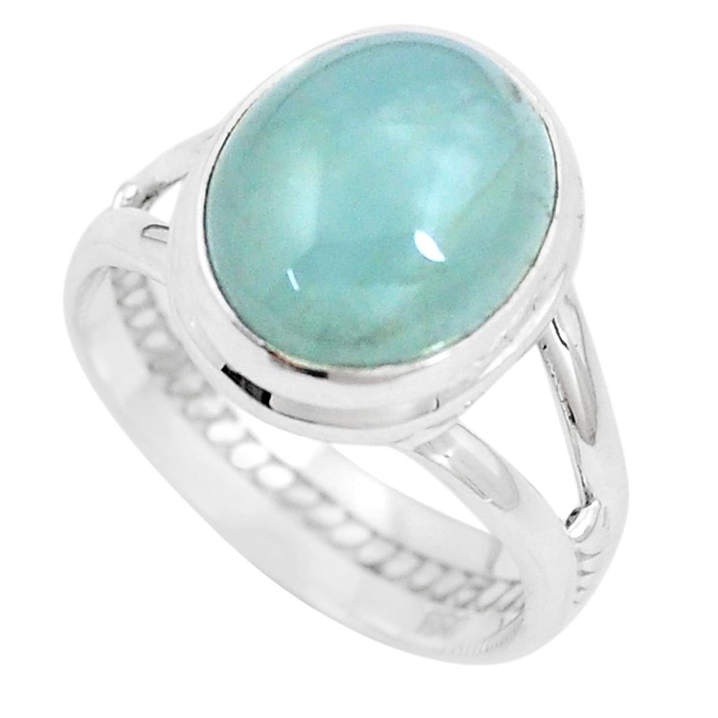 5.27cts natural blue aquamarine 925 silver solitaire ring jewelry size 7 p9155