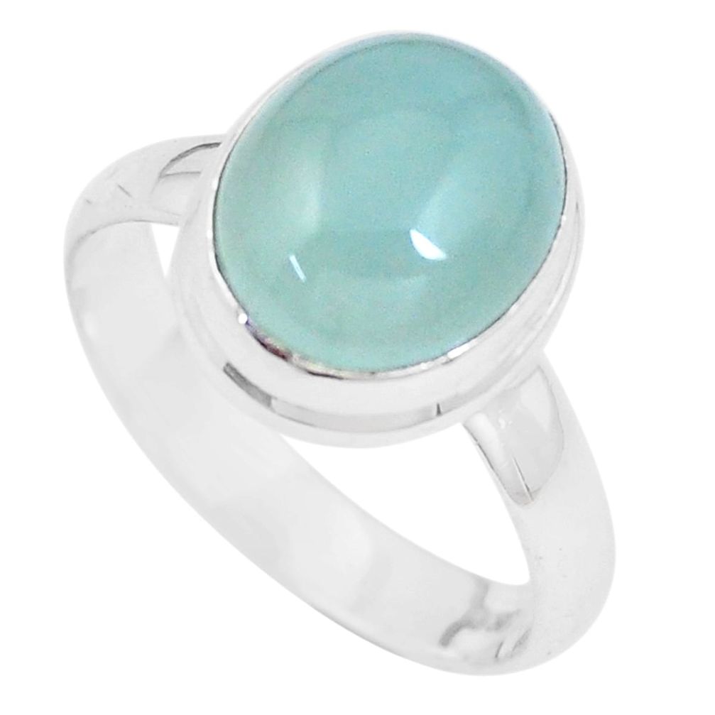 5.16cts natural blue aquamarine 925 silver solitaire ring jewelry size 9 p9156