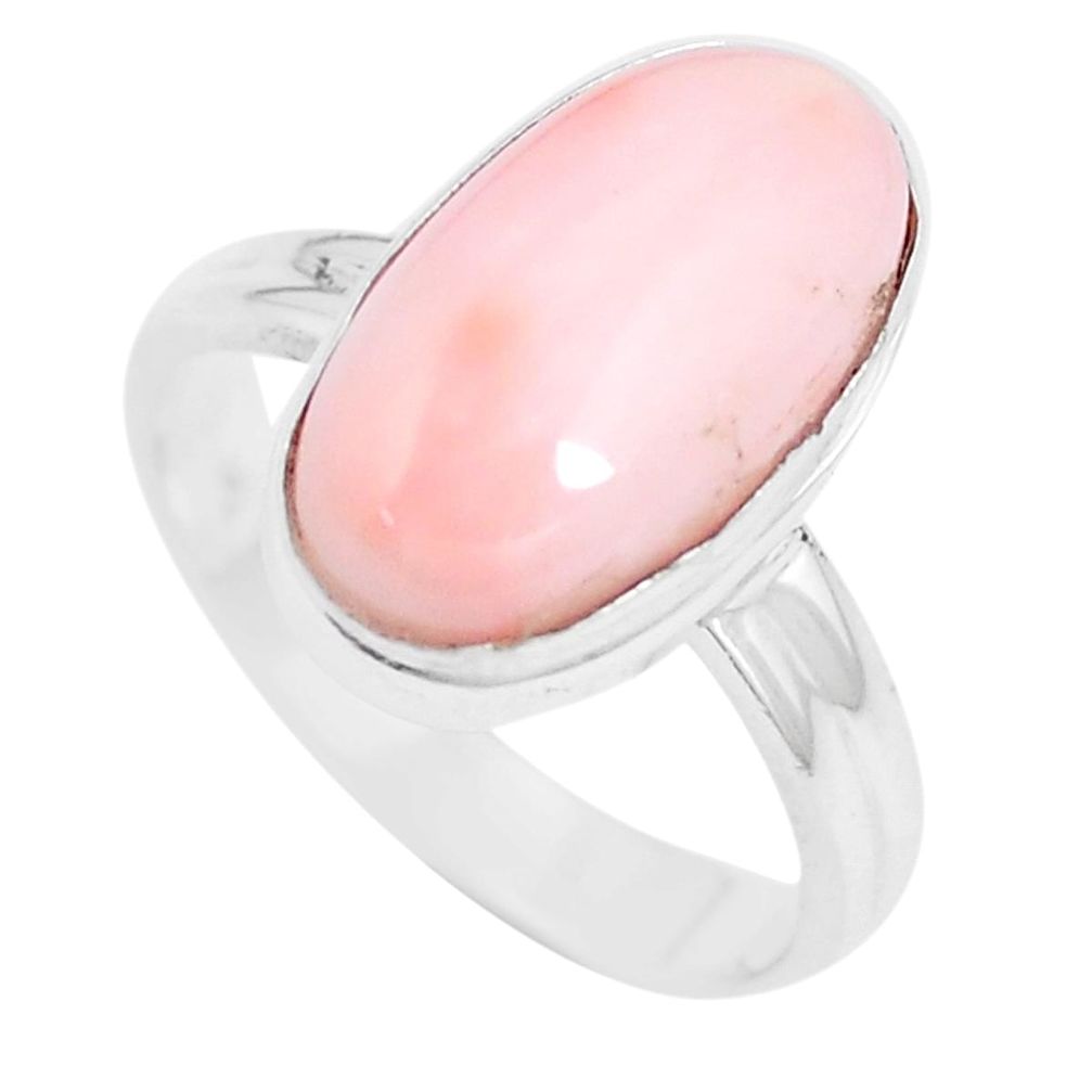 925 sterling silver 5.16cts natural pink opal solitaire ring size 7 p9224