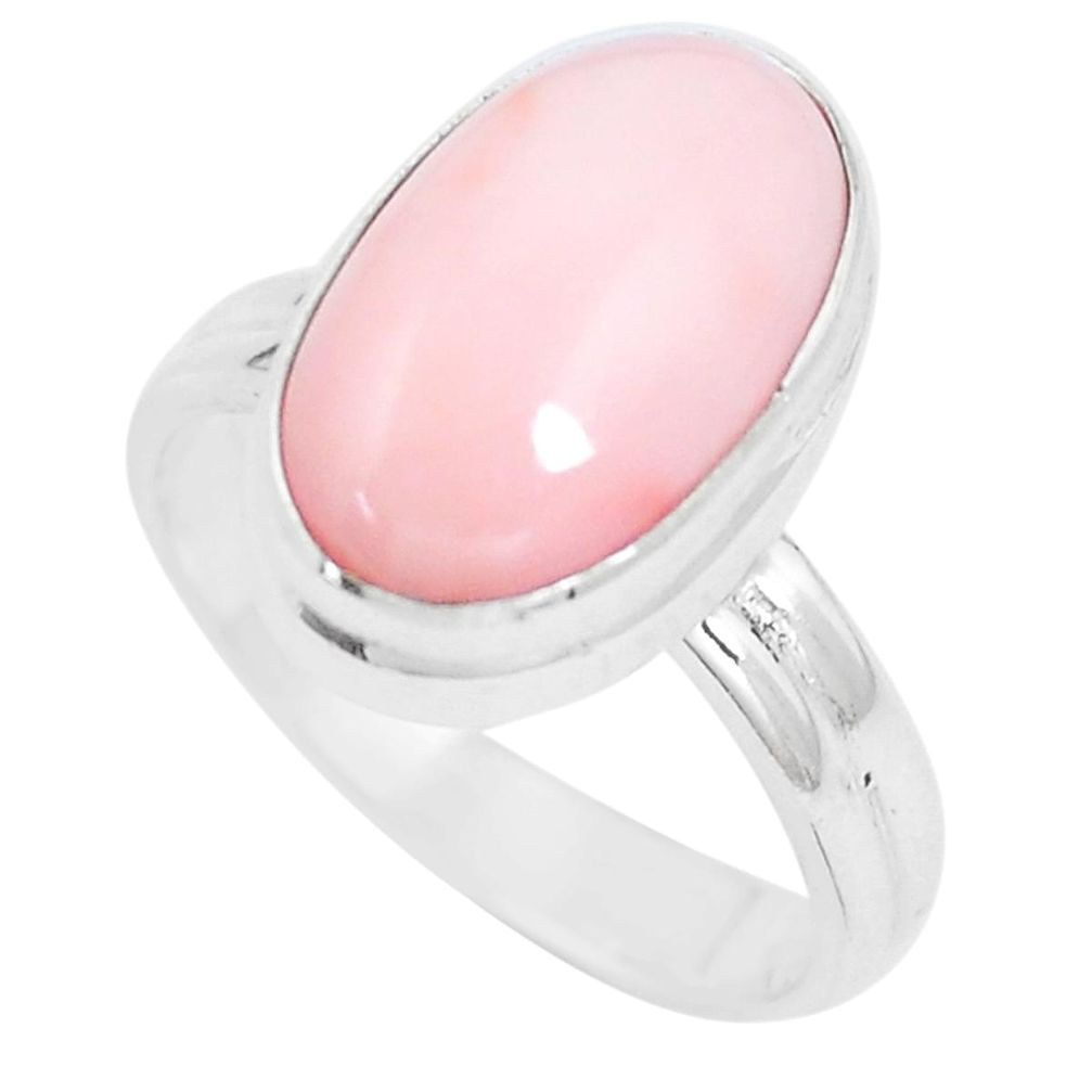 4.92cts natural pink opal 925 sterling silver solitaire ring size 6 p9230