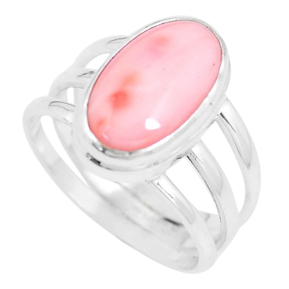 5.30cts natural pink opal 925 sterling silver solitaire ring size 9 p9232
