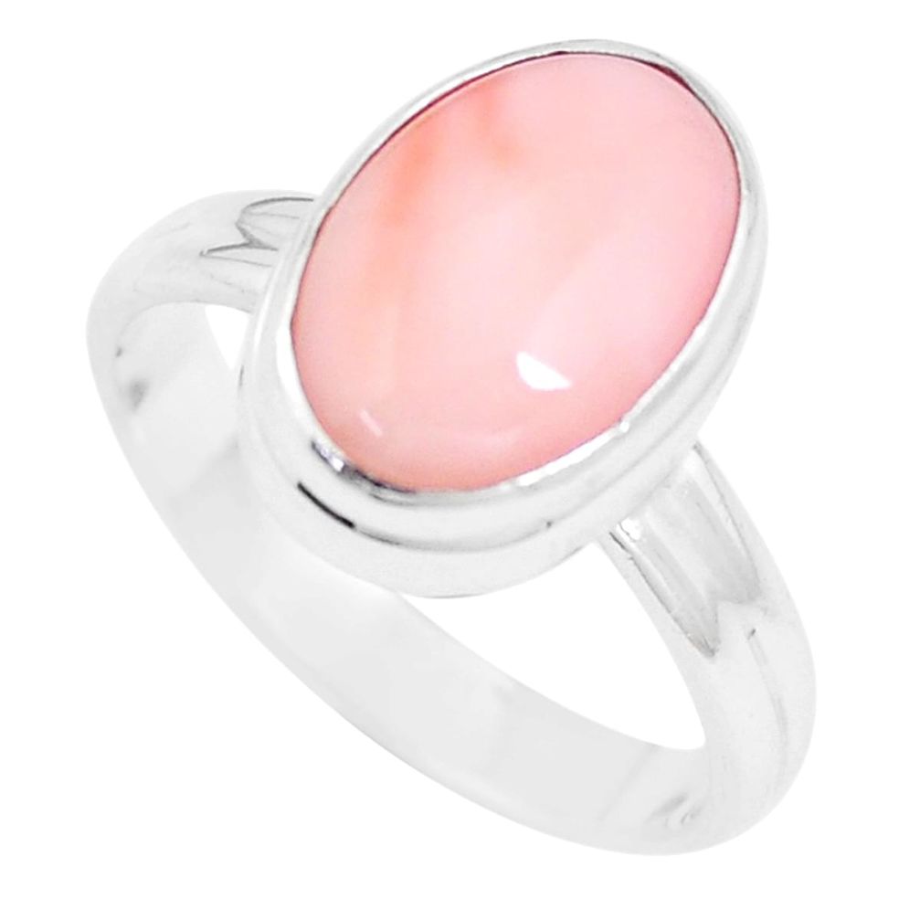 925 sterling silver 4.74cts natural pink opal solitaire ring size 7 p9233