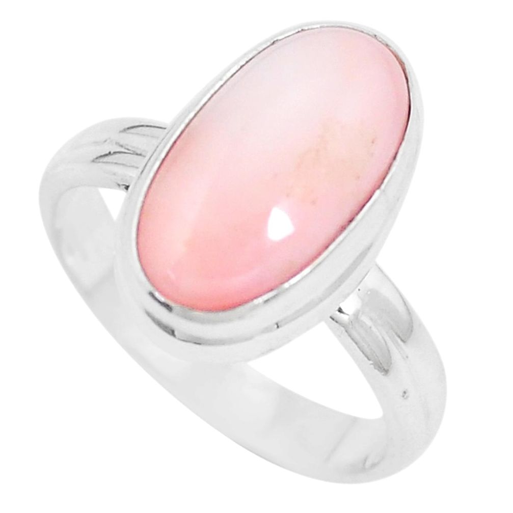 925 sterling silver 4.92cts natural pink opal solitaire ring size 6.5 p9240