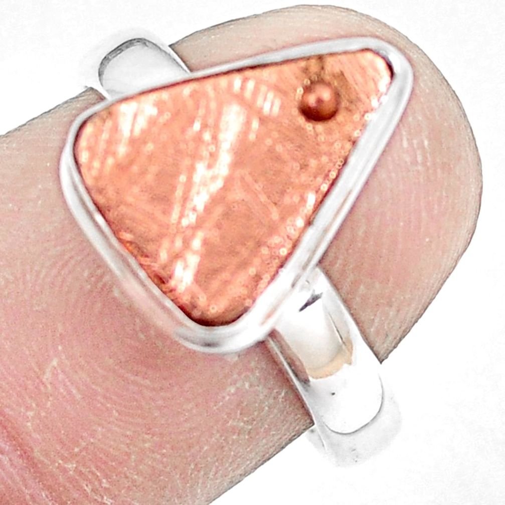 925 silver natural meteorite gibeon solitaire copper plating ring size 7 p9244