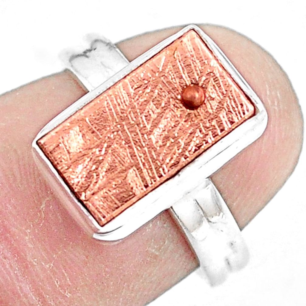 5.53cts natural meteorite gibeon 925 silver copper plating ring size 5.5 p9262