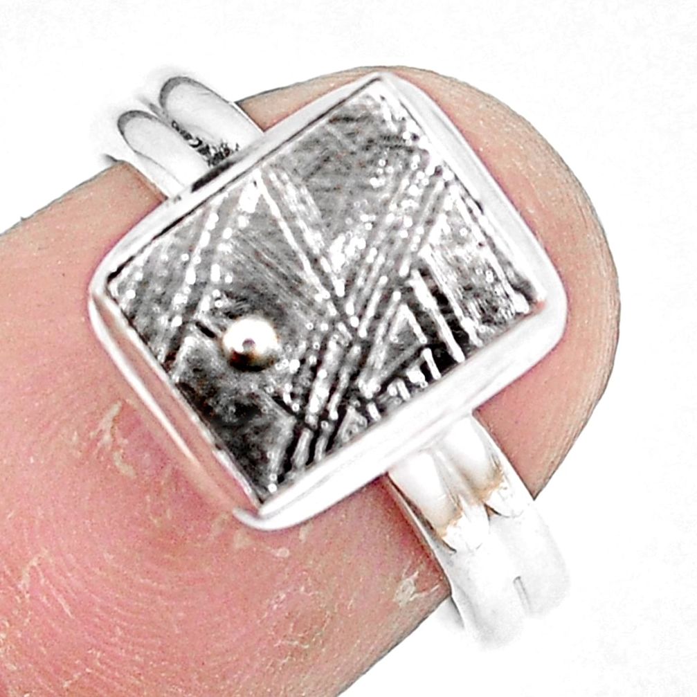 5.16cts natural copper meteorite gibeon 925 silver solitaire ring size 7 p9279