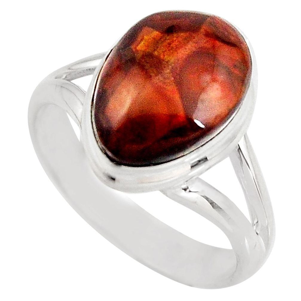 5.82cts natural mexican fire agate 925 silver solitaire ring size 7.5 p93001